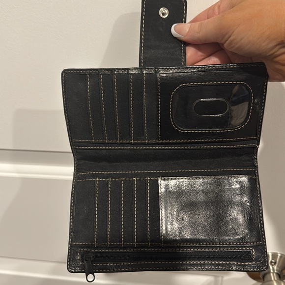 Fossil Wallet Vintage Brown Black Patterned - Picture 3 of 6